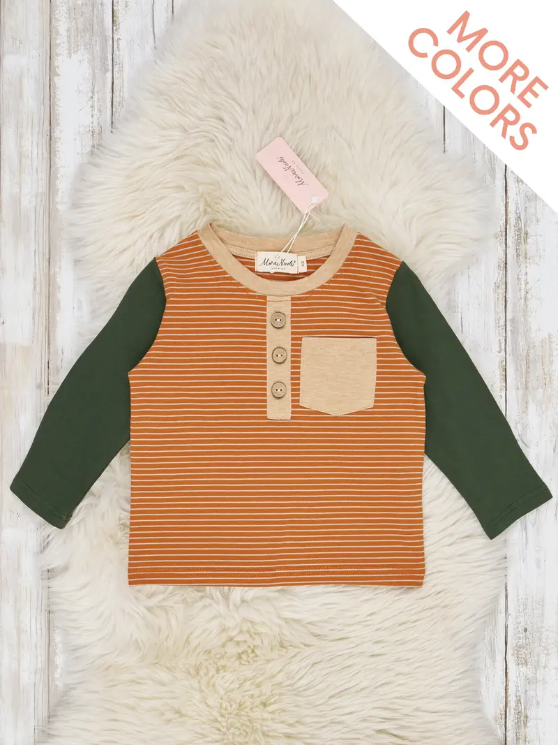 Striped Fall Raglan Henley Shirt For Kids 1