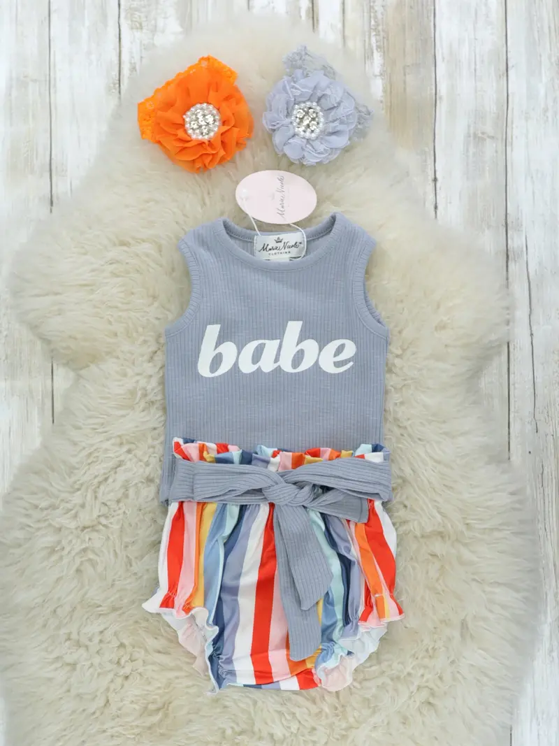 Striped Rainbow Bloomers Paired With Soft Onesie 1