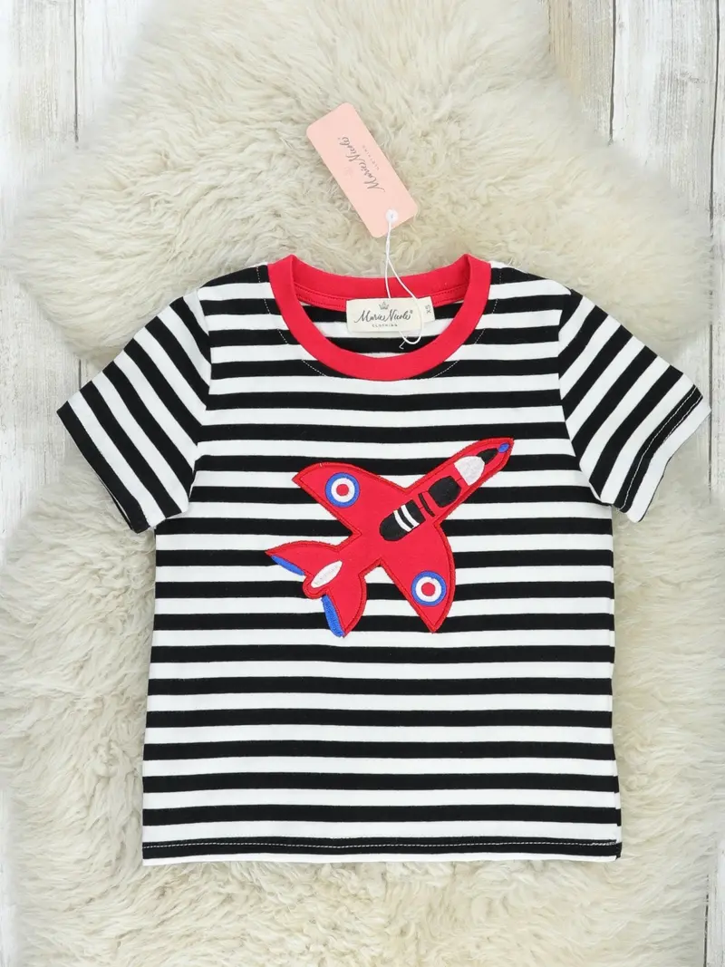 Striped Red Jet Short-Sleeve Top 1