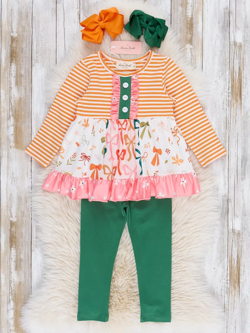 Stripes & Bows Coordinated Ruffle Outfit 1