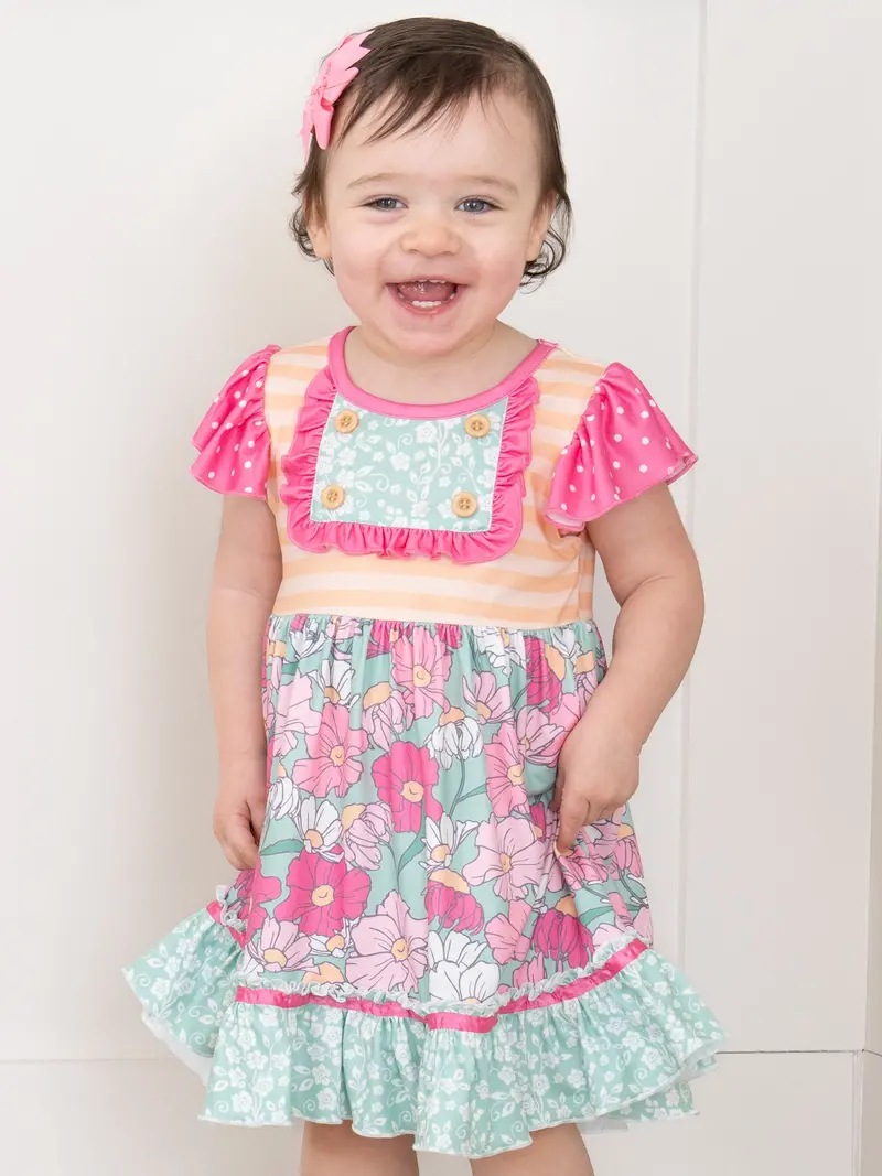 Sweet Blooms Cosmos Floral Ruffle Dress 1