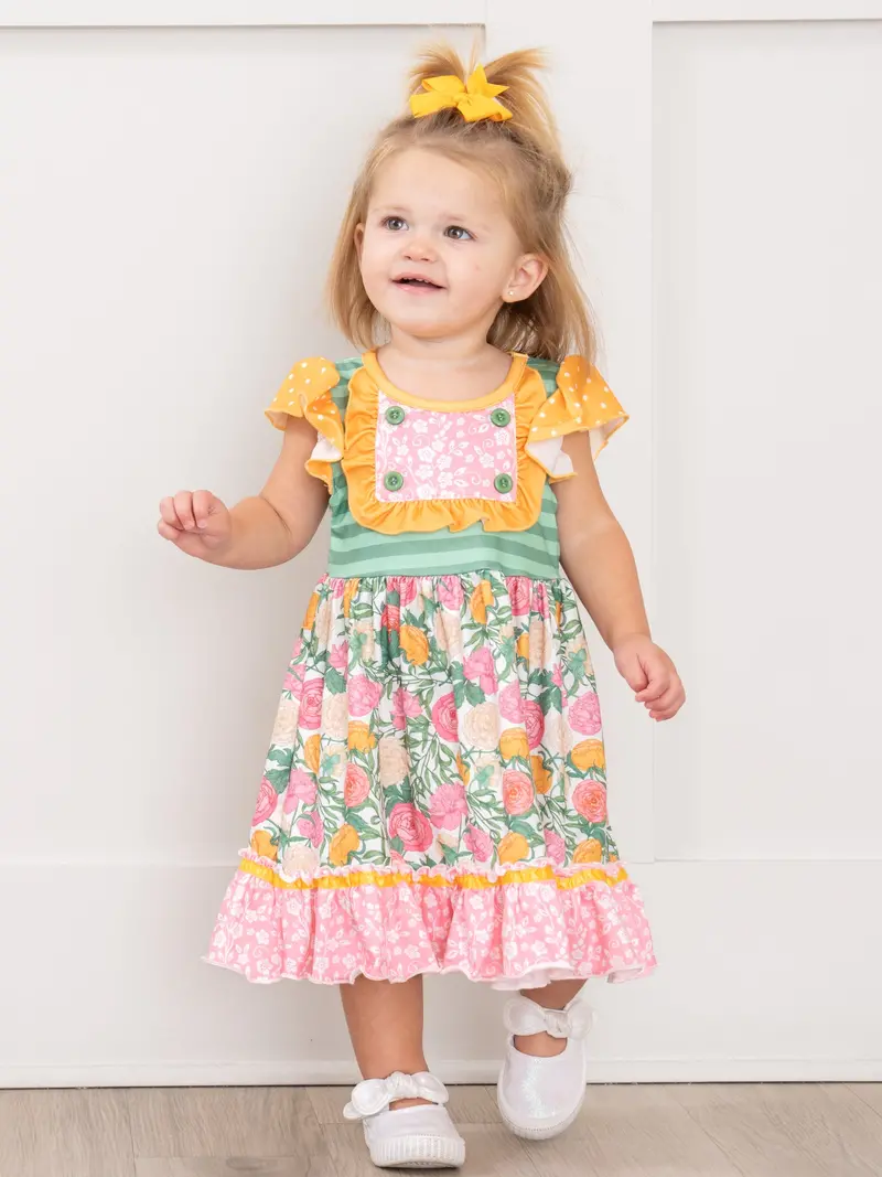 Sweet Blooms Roses Floral Ruffle Dress 1