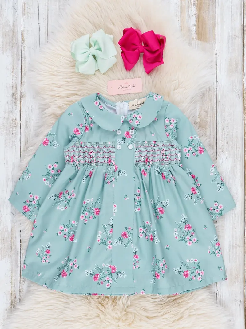 Sweet Mint Vintage Garden Smocked Sleeveless Dress 1