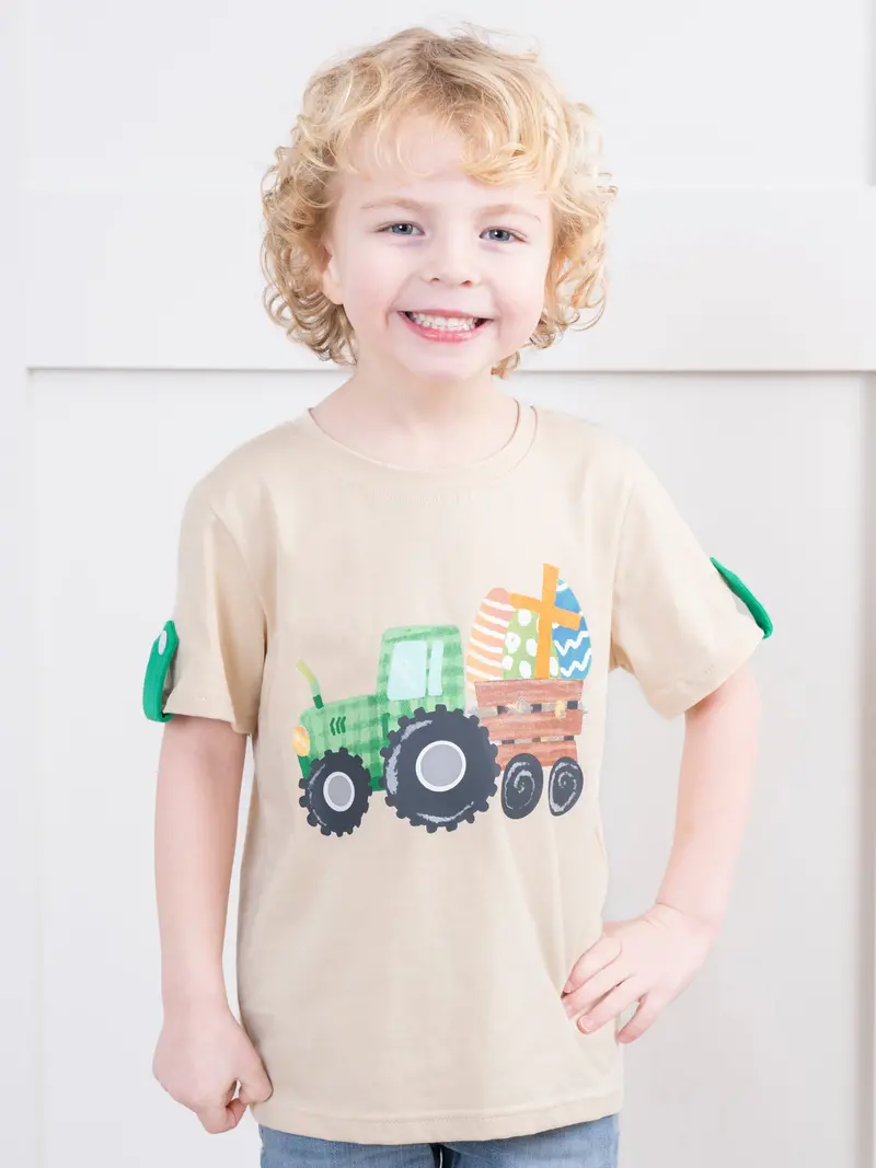Tan Easter Tractor Graphic Tee 1