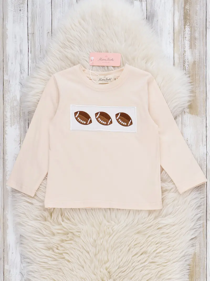 Tan Football Time Smocked Short-Sleeve Shirt 1