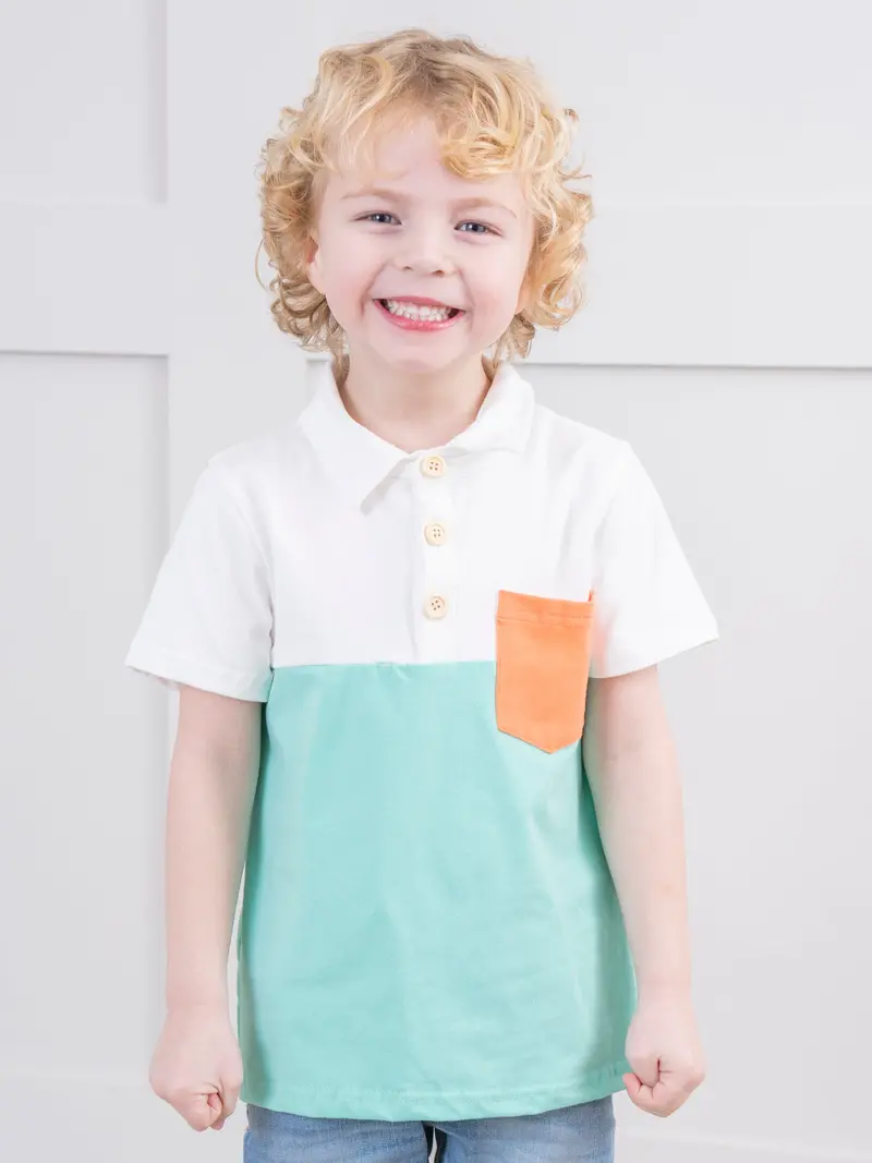 Teal And Orange Utility-Style Pocket Shirt 1