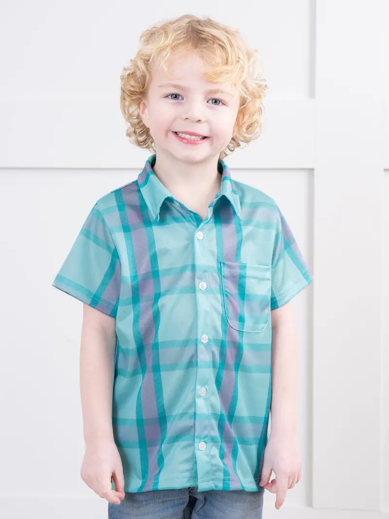 Teal Plaid Button-Front Shirt 1