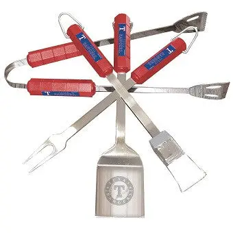 Texas Rangers 4-Piece Barbecue Tool Set – Mlb-Themed Outdoor Grilling Kit 1