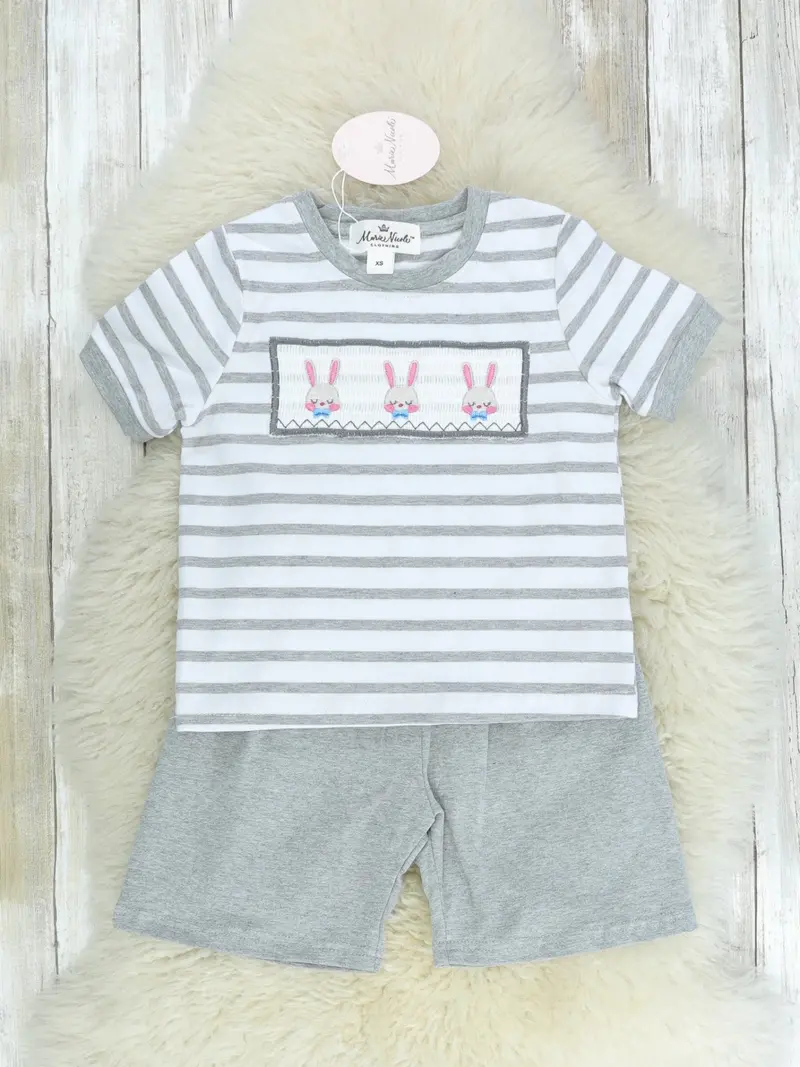 Three-Bunny Easter Shorts Outfit For Toddlers 1