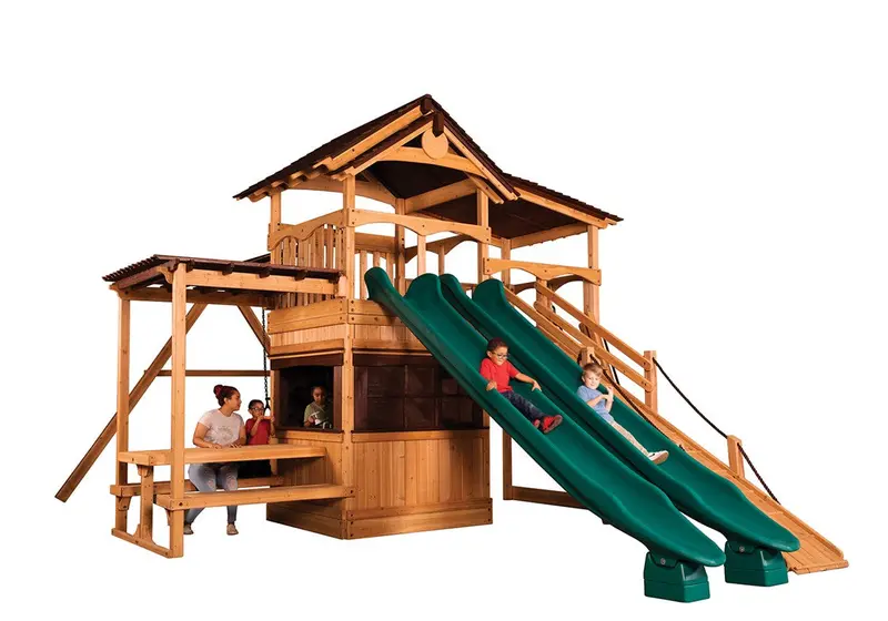 Titan Treehouse Xl Space-Saving 4-Station Swing Set 1