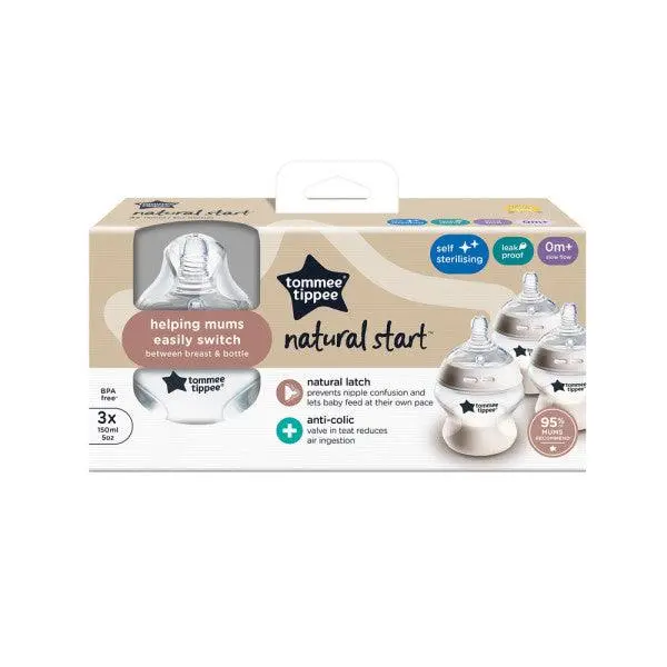 Tommee Tippee 150Ml Baby Bottles – 0+ Month Starter Pack (3-Pack) 1