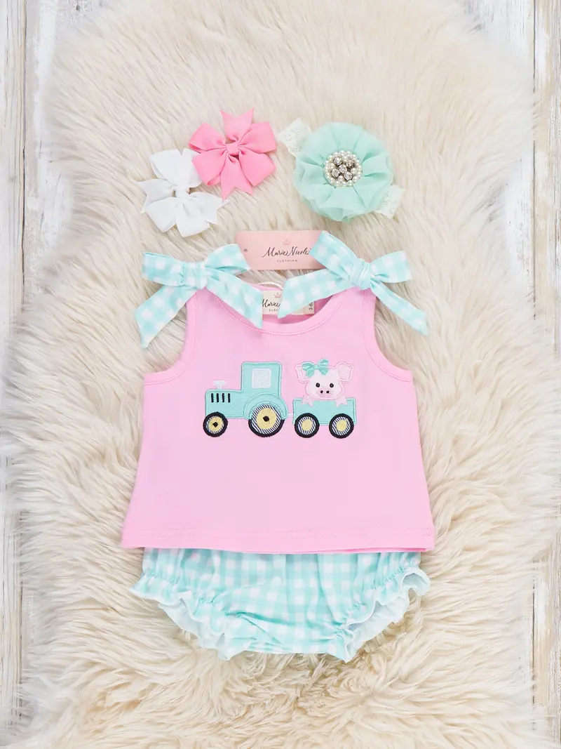 Tractor Tots Embroidered Bubble Outfit Set 1