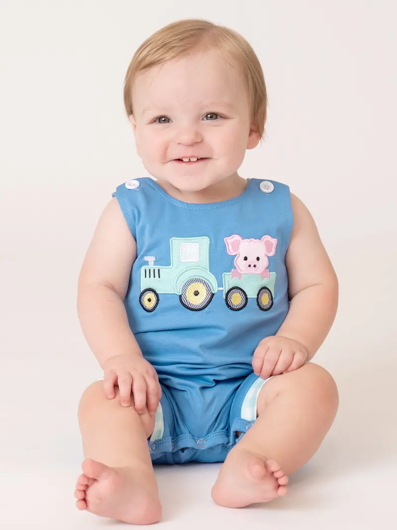 Tractor Tots Embroidered Bubble Romper 1