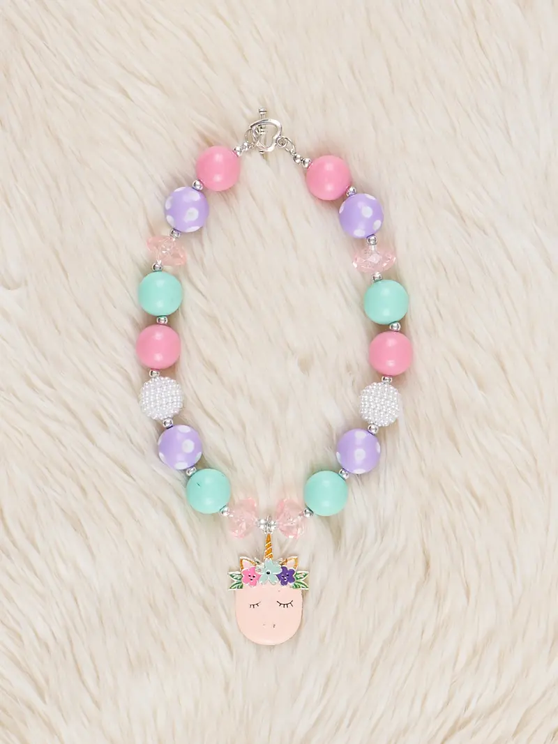 Unicorn Charm Pendant Necklace – Bubblegum Hue 1