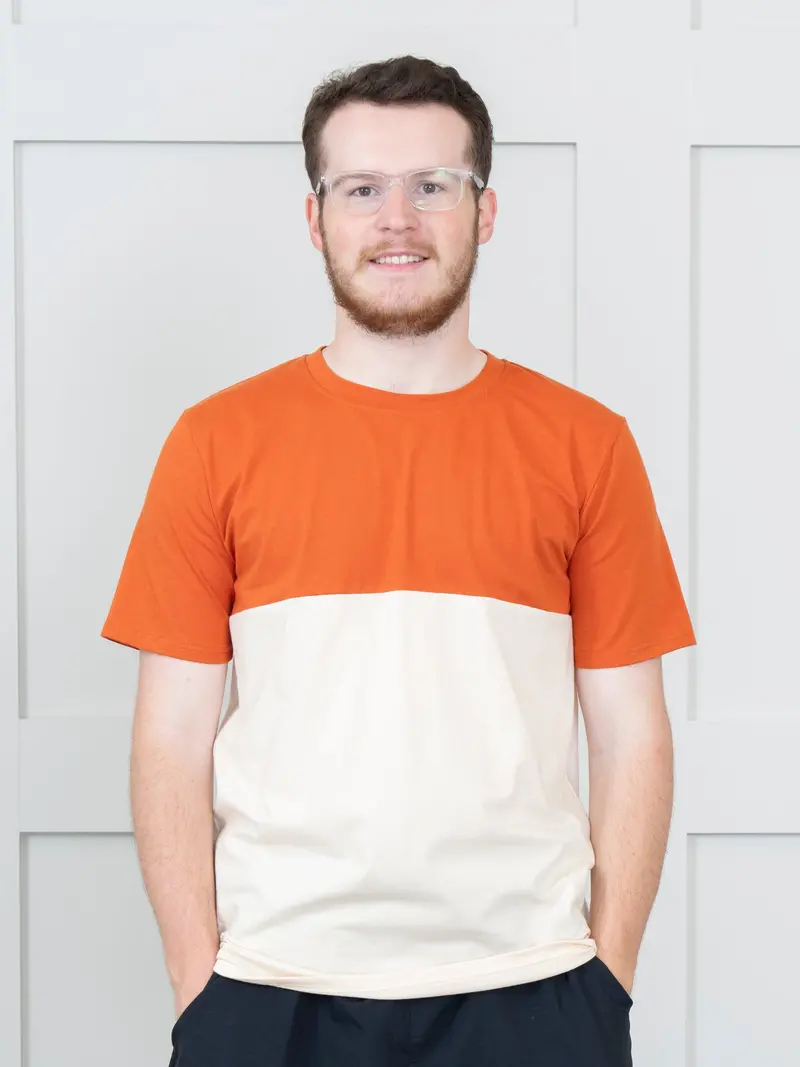 Unisex Burnt Orange Block-Design Shirt 1