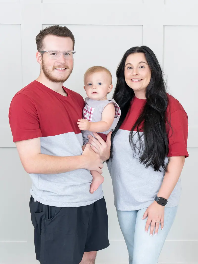 Unisex Crimson-And-Charcoal Block-Design Shirt 1