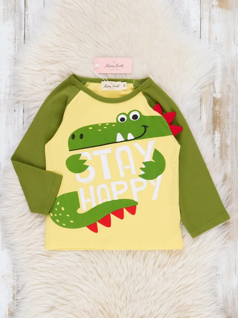 Vibrant Green Alligator-Print Raglan Top 1