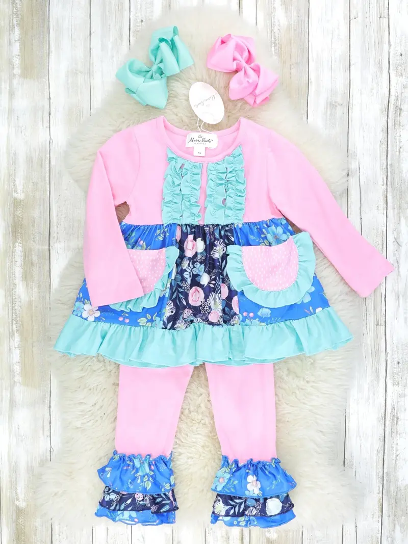 Vibrant Hot Pink Floral Ruffle Outfit 1
