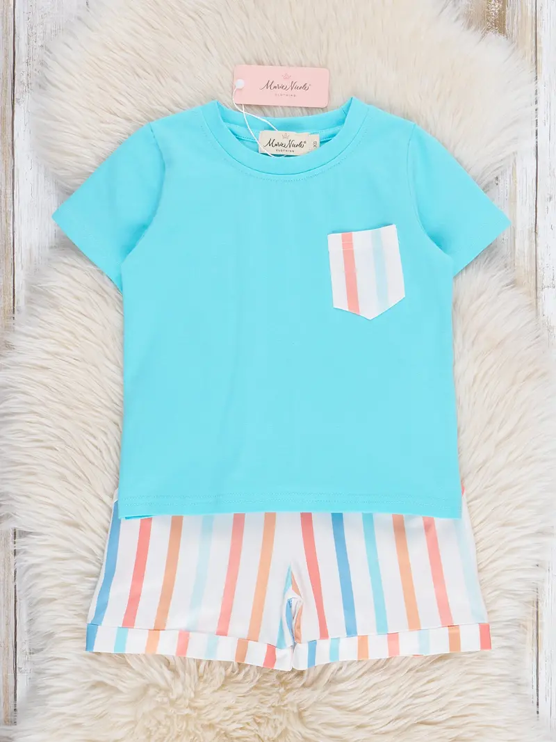 Vintage Summer Stripes Pocket Shirt & Pants Outfit 1