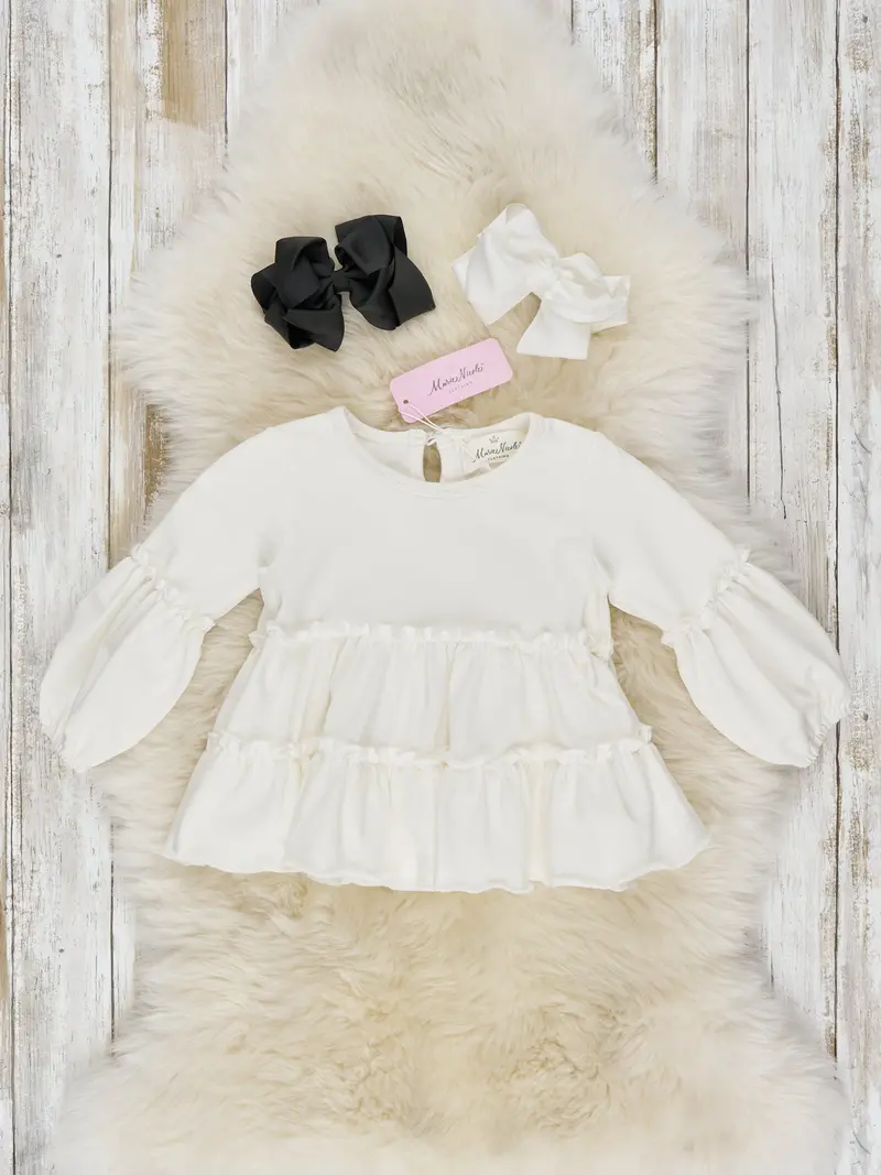 White Cotton Ruffle Swing Top For Casual Elegance 1