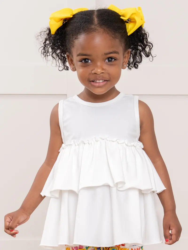 White Tiered Cotton Ruffle Tank – Minimalist Layering Piece 1