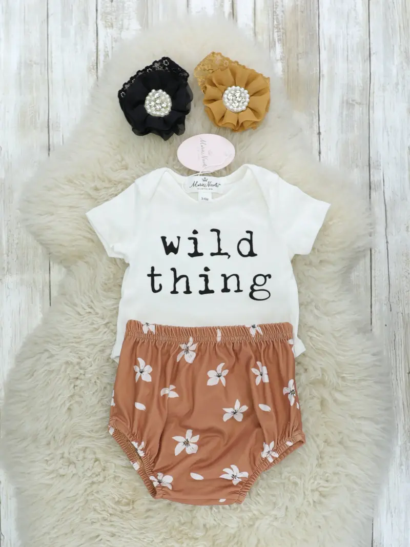 'Wild Thing' Cotton Onesie And Bloomers Set 1