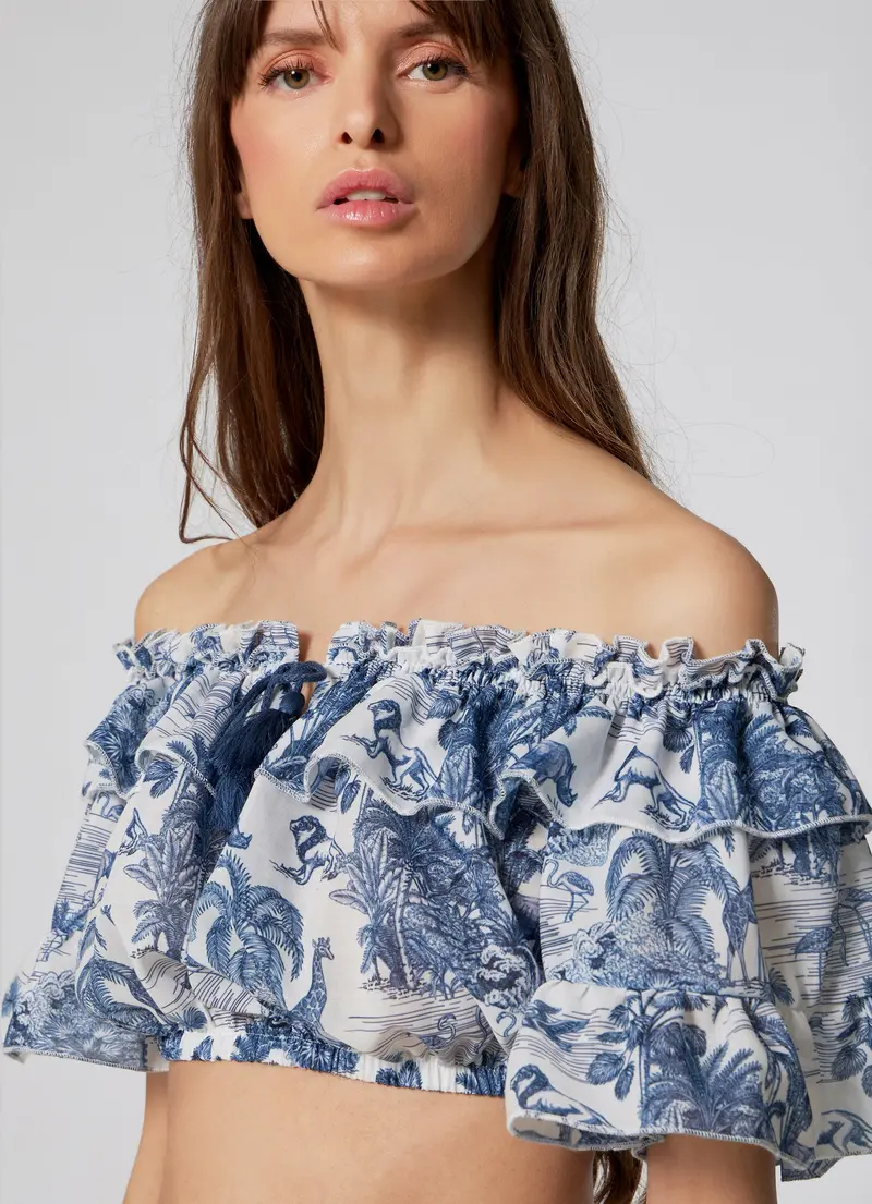 Women'S Jungle Motif Cropped Sleeveless Top 1