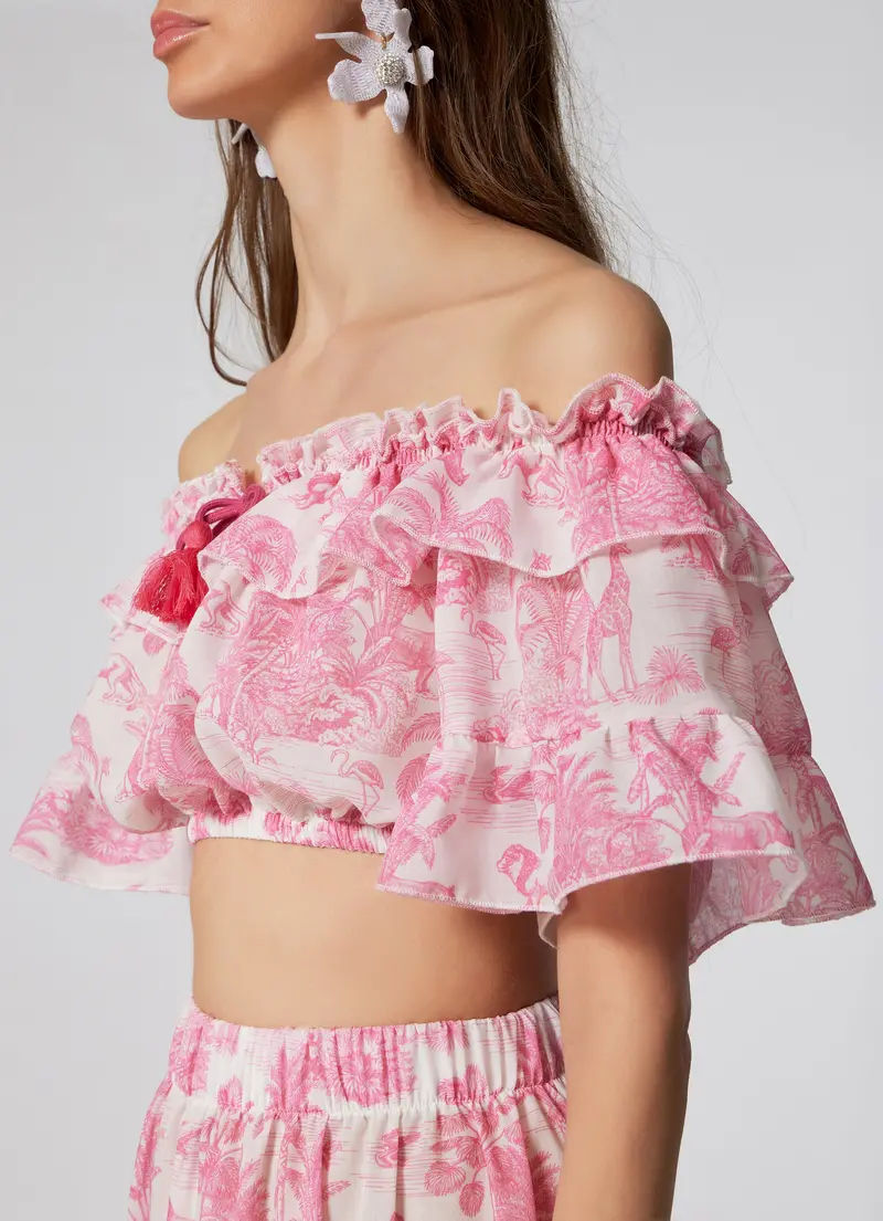 Women'S Jungle Pink Cropped Top 1