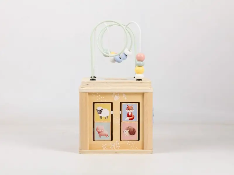 Wooden Animal Activity Cube – Multi-Sensory Development Toy 1