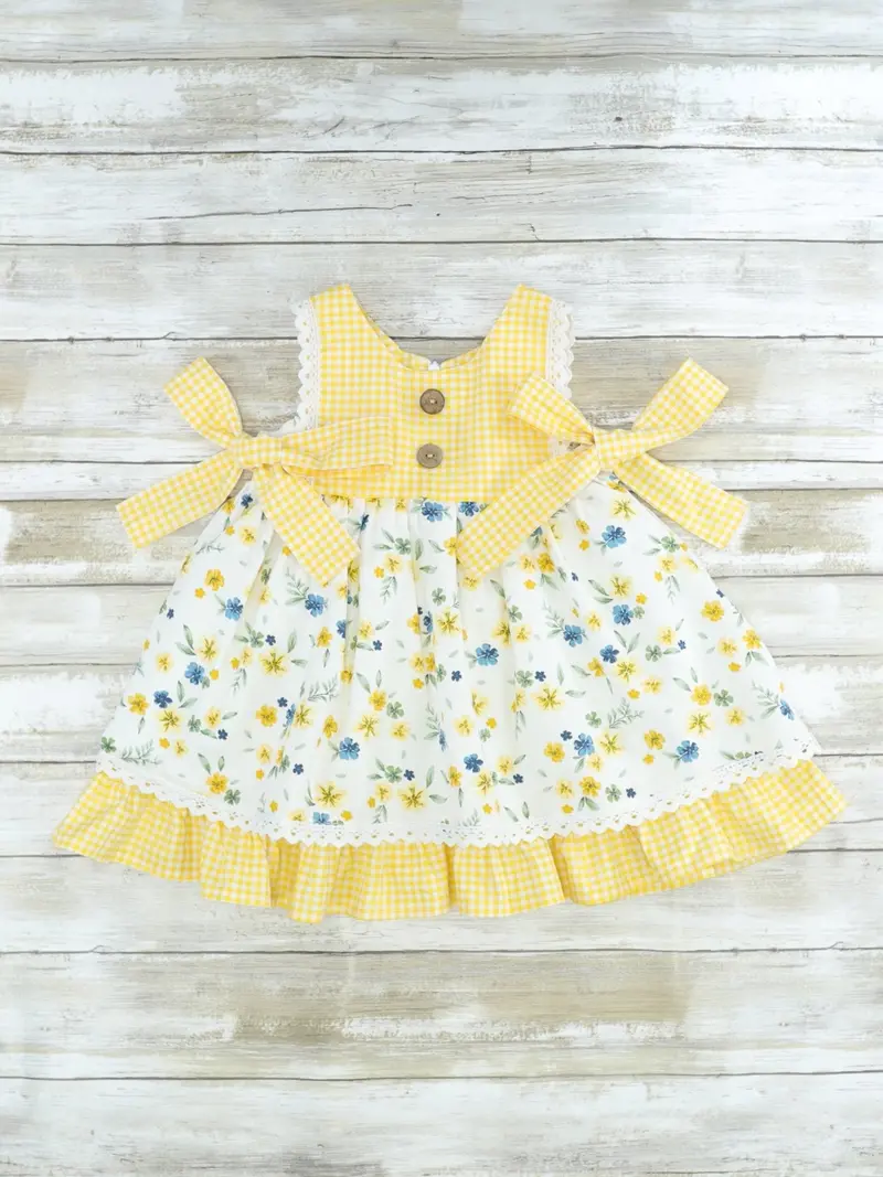 Yellow And Blue Floral Sundress 1