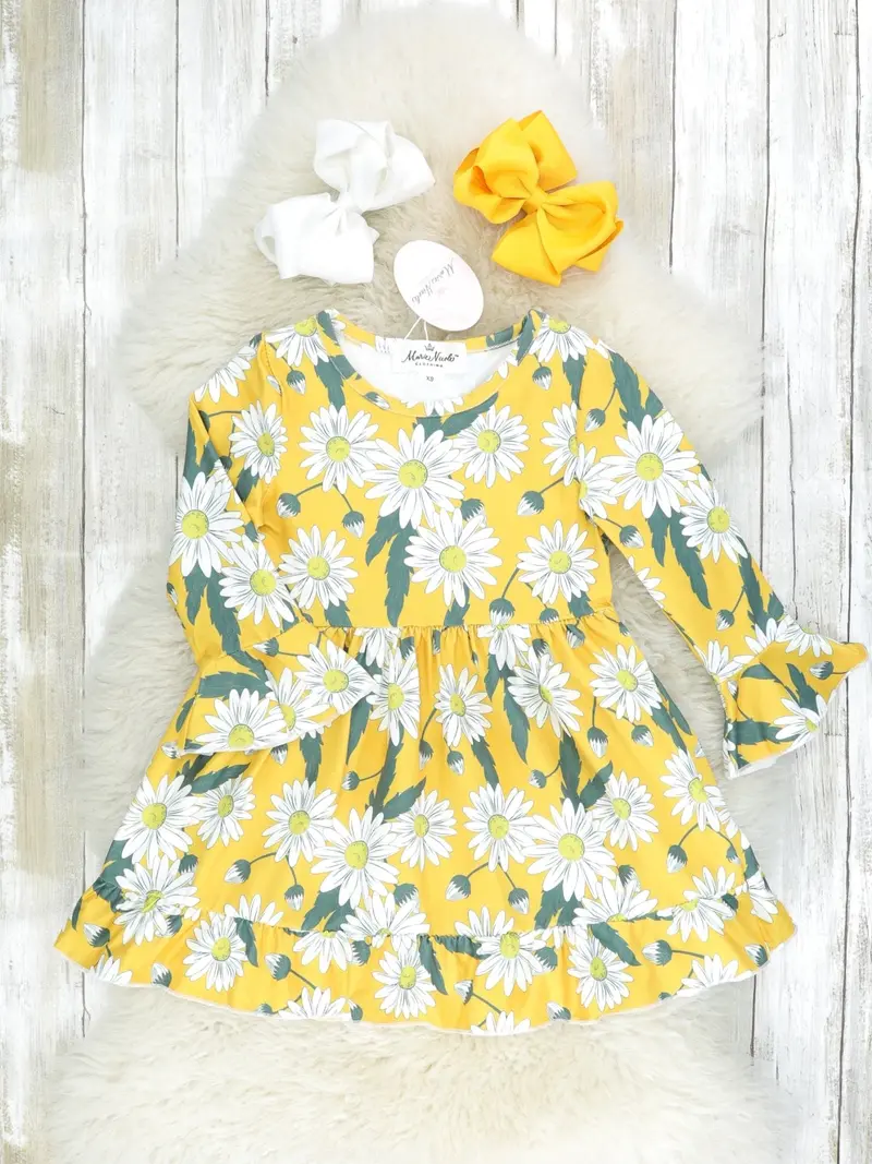 Yellow And Green Ruffle Swing Dress 1