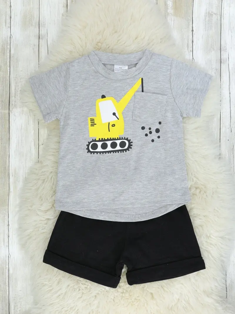 Yellow Digger-Print Top And Shorts Set 1